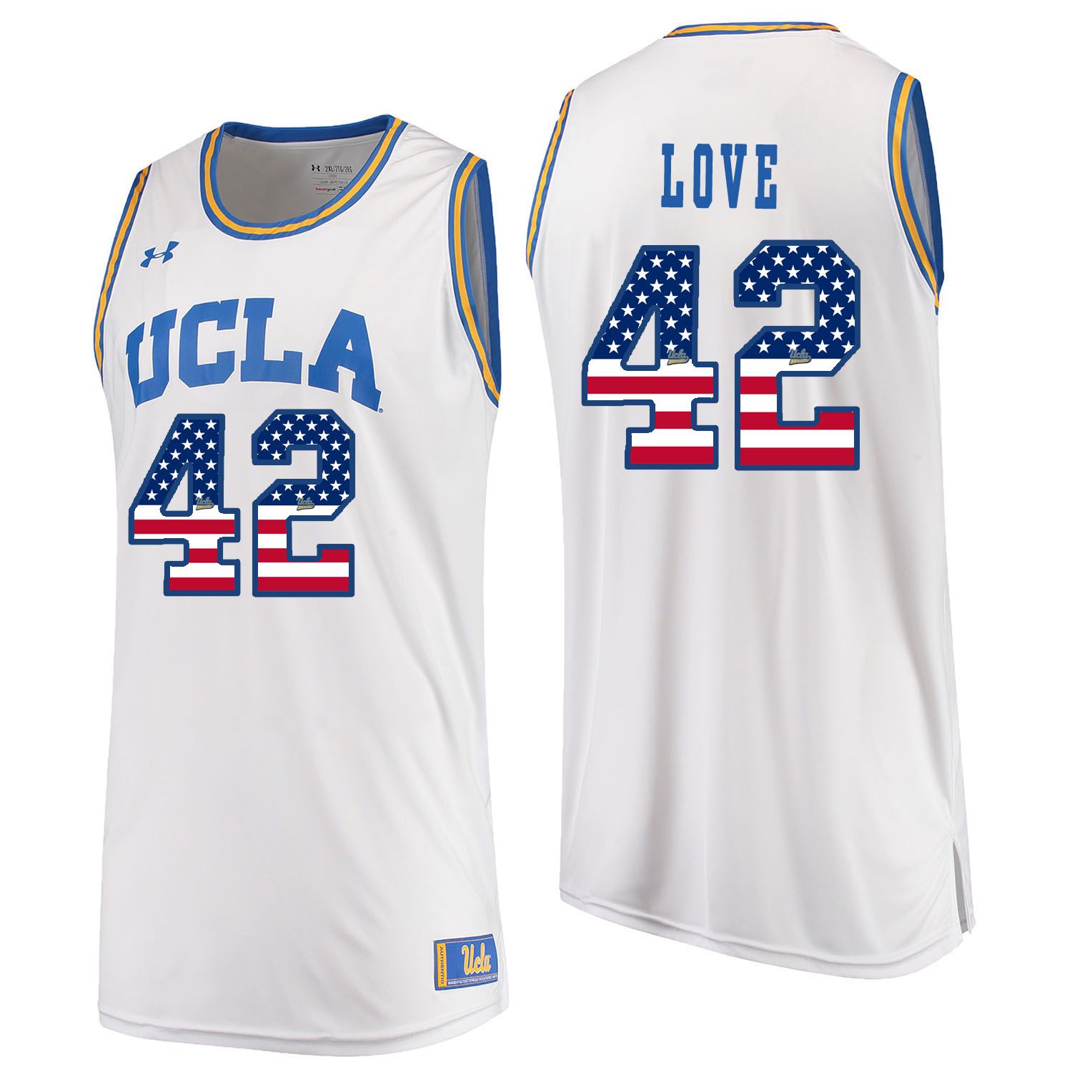 Men UCLA UA 42 Love White Flag Customized NCAA Jerseys